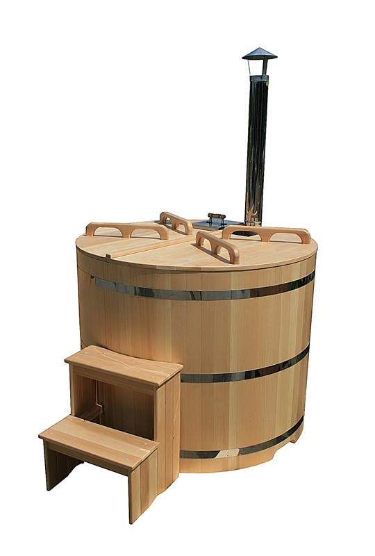 Круглая японская баня «Фурако» со встроенной дровяной печью на 2-3 человек, 1200x1500 мм (рис.2)